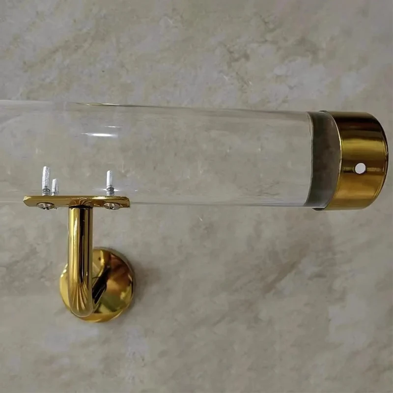 Dang Sleek Clear Acrylic Stair Handrail With Polished Gold Brackets Rock Solid Wall Mount Banister Mega Strong Nonslip Step Railing Custom Lengths Zero Drama Hang Worry Free Hallway Grab Bar For Stairs