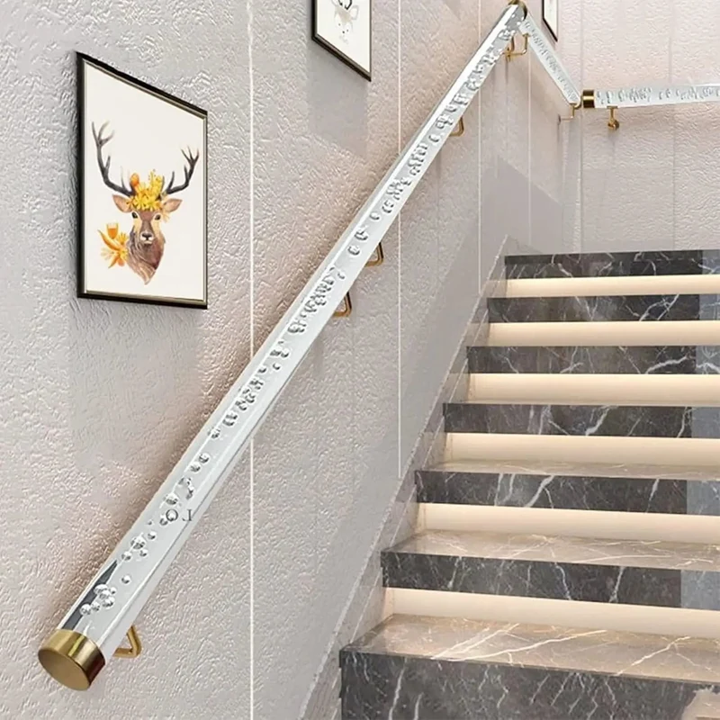 Heavy Duty Slick Acrylic Stair Handrail With Killer Non Slip Grip And Rock Solid Stainless Steel Brackets For Safe Indoor Porch Staircase Railing And Loft Grab Bar Complete Kit