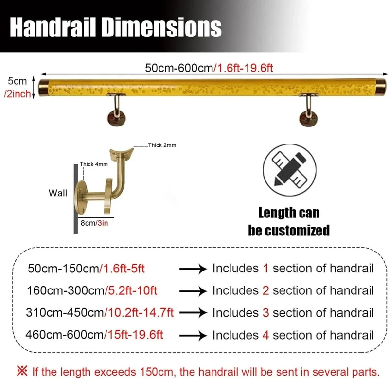 Level Up Your Home With This Built Tough Clear Acrylic Stair Handrail Featuring Heavy Duty Gold Wall Mount Brackets And A Grippy Non Slip Grip For No Hassle Wall Install Daily