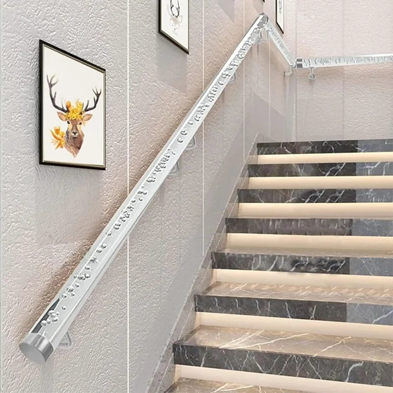 Built Different Clear Acrylic Stair Handrail Featuring Rock Solid Non Slip Surface And Massive Stainless Steel Brackets For Custom Transparent Steps Safety Railing Grab Bar Wall Mount Kit