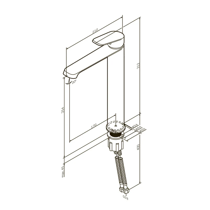 Hohe Waschtischarmatur Func mit Klick-Ablaufgarnitur – F8F92200