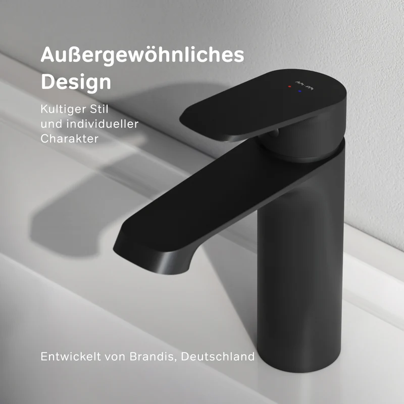 Waschtischarmatur Func mit Klick-Ablaufgarnitur, Schwarz – F8F82122