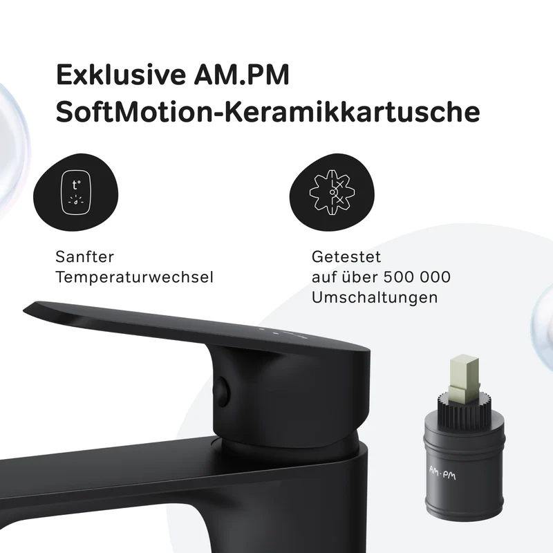 Waschtischarmatur Func mit Klick-Ablaufgarnitur, Schwarz – F8F82122
