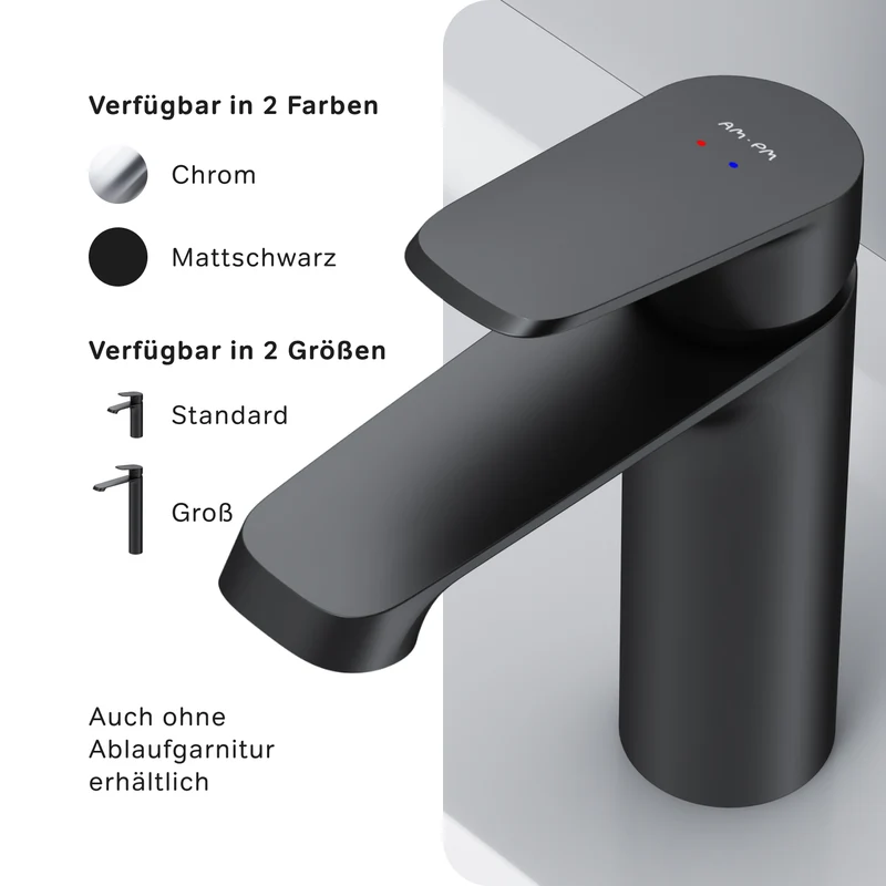 Waschtischarmatur Func mit Klick-Ablaufgarnitur, Schwarz – F8F82122