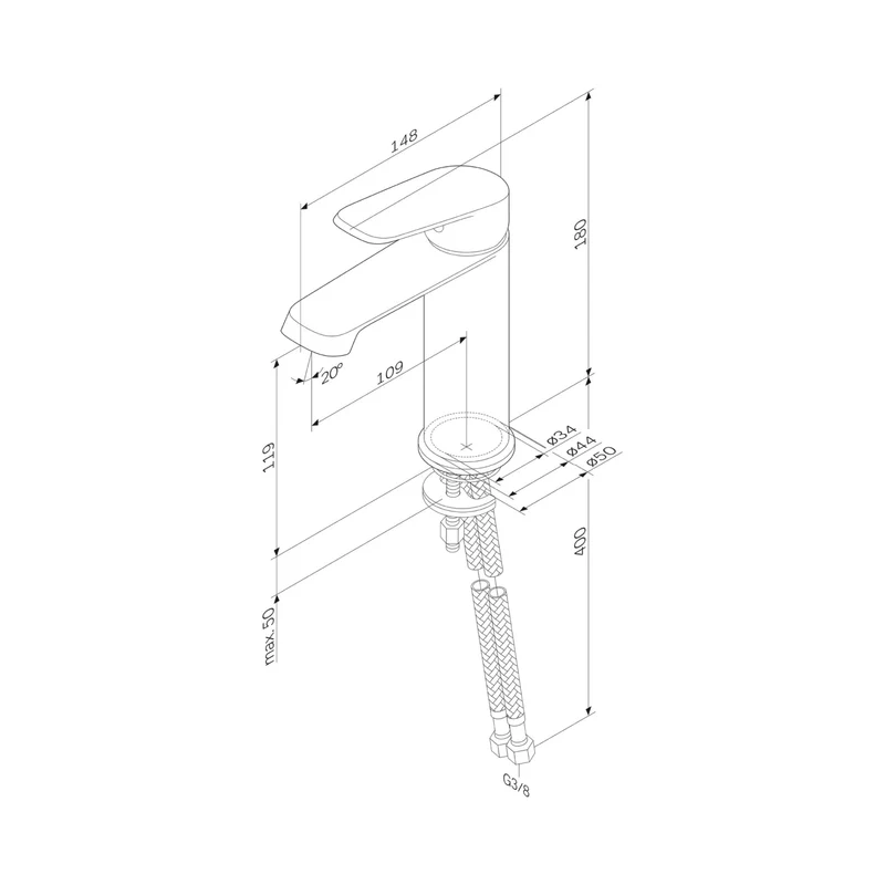 Waschtischarmatur Func mit Klick-Ablaufgarnitur – F8F82100