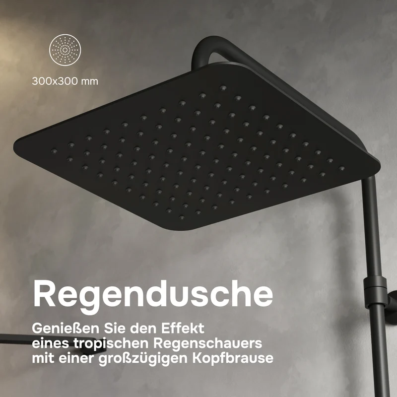 Duschsystem Play mit Thermostat und Regendusche, Schwarz – F078X422
