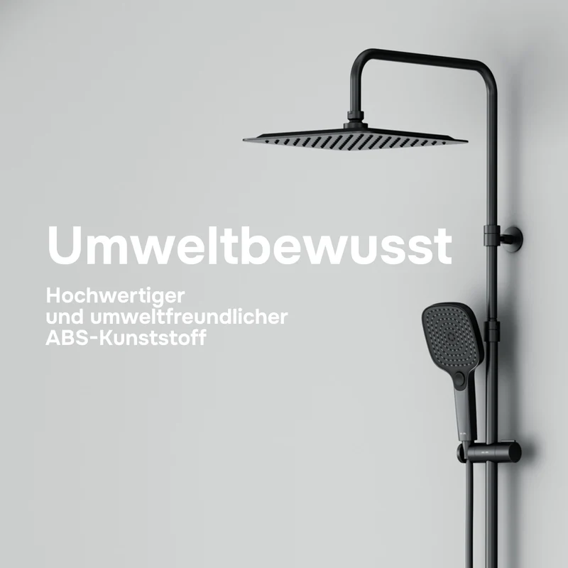 Duschsystem Play mit Thermostat und Regendusche, Schwarz – F078X422