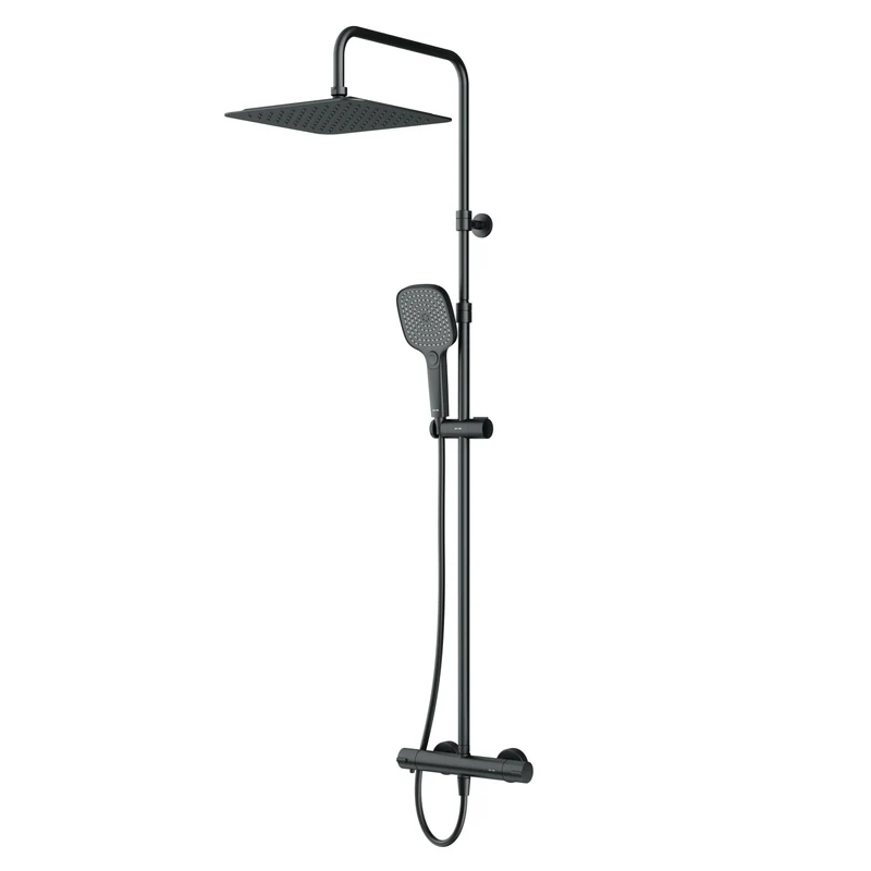 Duschsystem Play mit Thermostat und Regendusche, Schwarz – F078X422