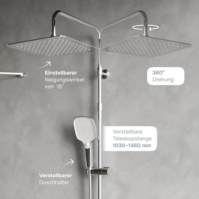 Duschsystem Play mit Thermostat und Regendusche – F078X400