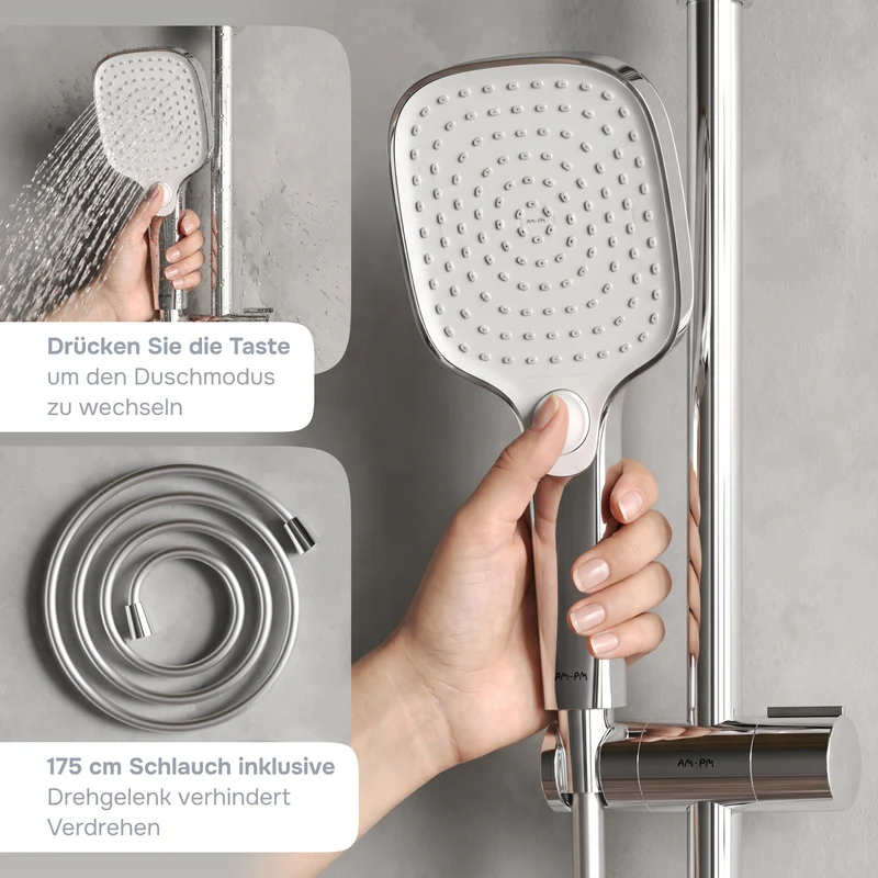 Duschsystem Play mit Thermostat und Regendusche – F078X400