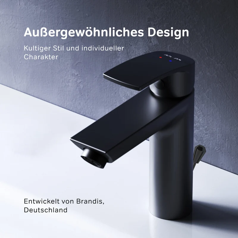 Waschtischarmatur Play mit Zugstange, Schwarz – F8Y82122
