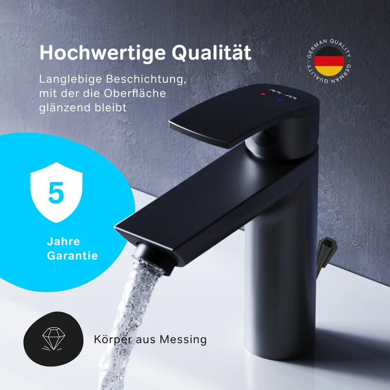 Waschtischarmatur Play mit Zugstange, Schwarz – F8Y82122