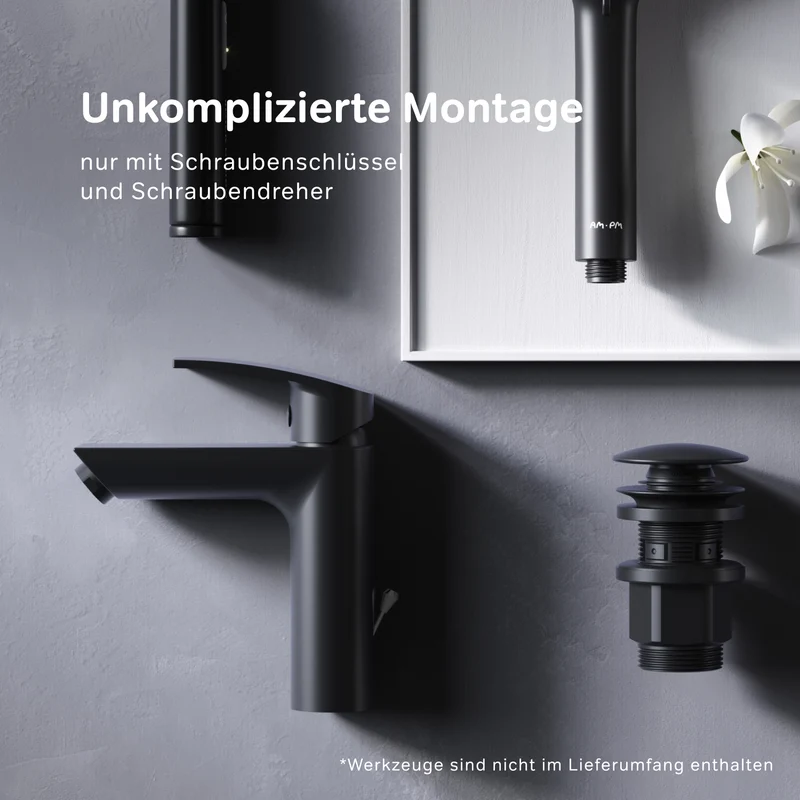 Waschtischarmatur Play mit Zugstange, Schwarz – F8Y82122