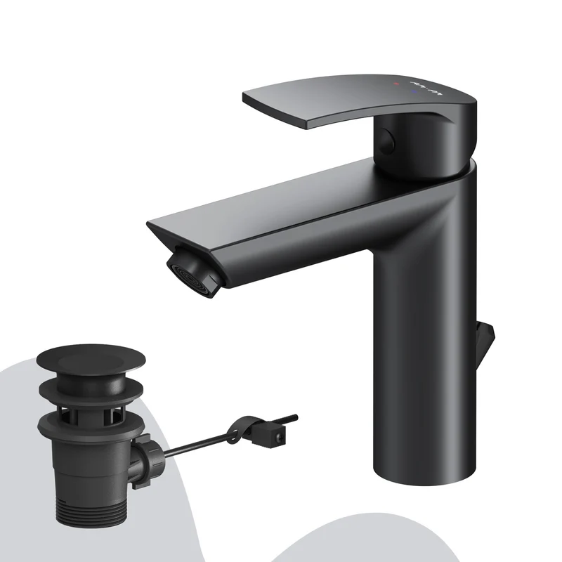 Waschtischarmatur Play mit Zugstange, Schwarz – F8Y82122