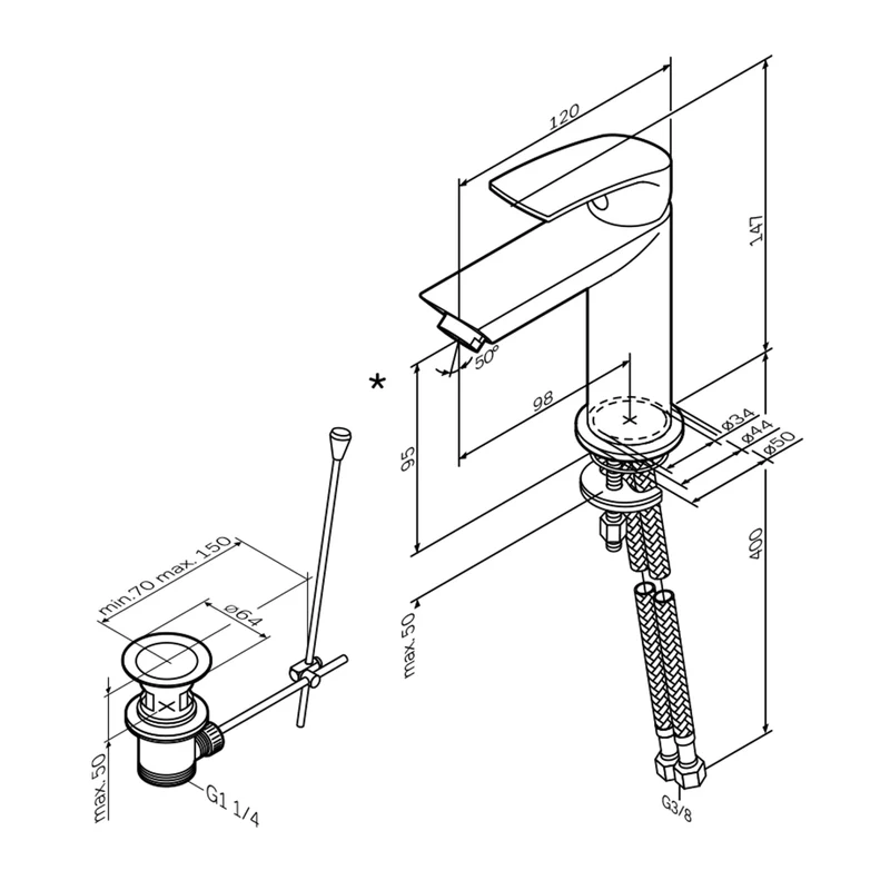 Waschtischarmatur Play mit Zugstange – F8Y82100