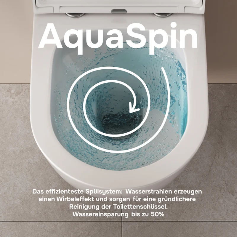 Wand-WC Flash AquaSpin spülrandlos mit WC-Sitz – CNA1901PSC