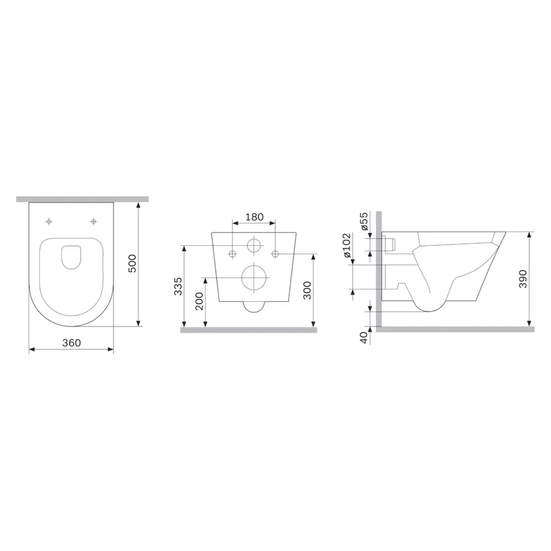 Wand-WC Flash AquaSpin spülrandlos mit WC-Sitz – CNA1901PSC