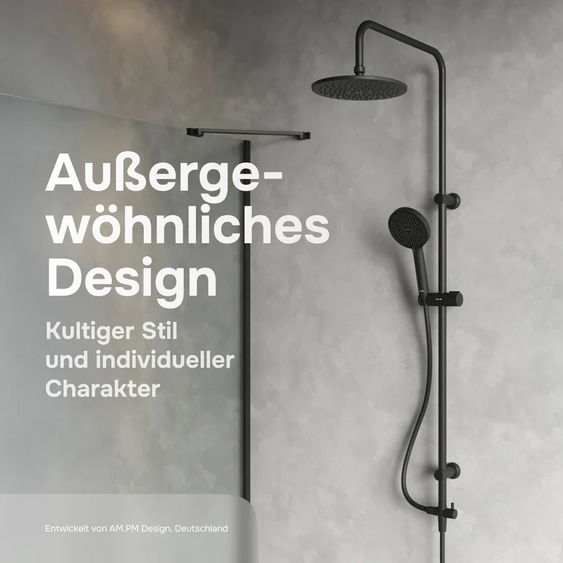 Duschsystem Play mit Regendusche, Schwarz – F078Y022