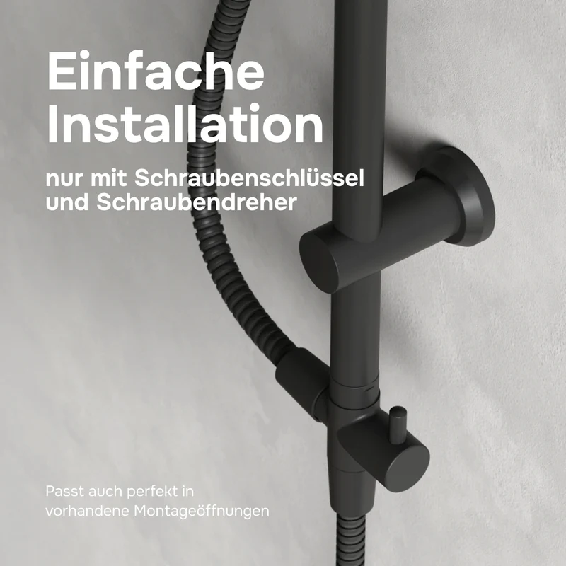 Duschsystem Play mit Regendusche, Schwarz – F078Y022