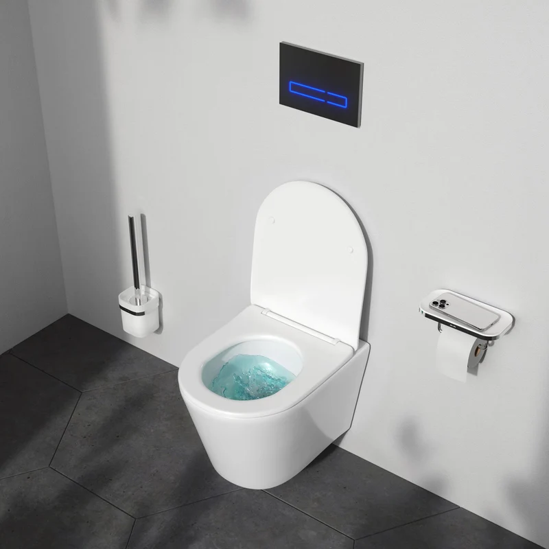 WC-Komplettset Spike mit Vorwandelement und weißer Betätigungsplatte – IIS90101.PA1900