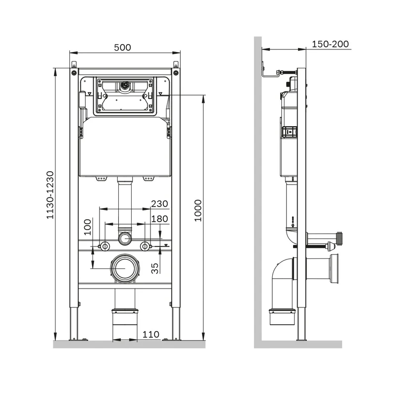 WC-Komplettset Spike mit Vorwandelement und weißer Betätigungsplatte – IIS90101.PA1900
