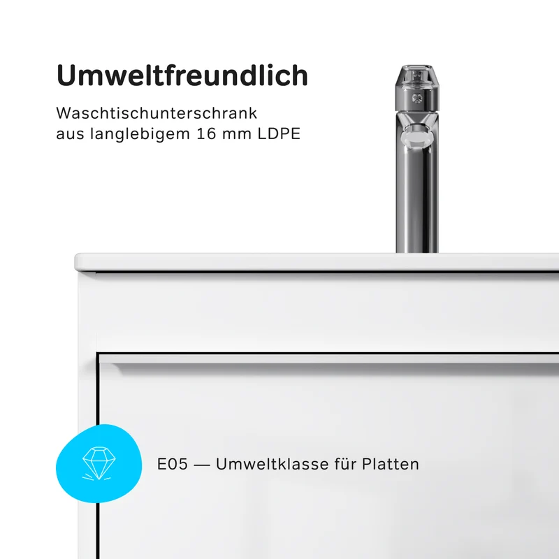 Waschtischunterschrank mit Waschbecken, 60 cm, als Flachpaket, 2 Schubladen – MTAX0602WG-C0602WG