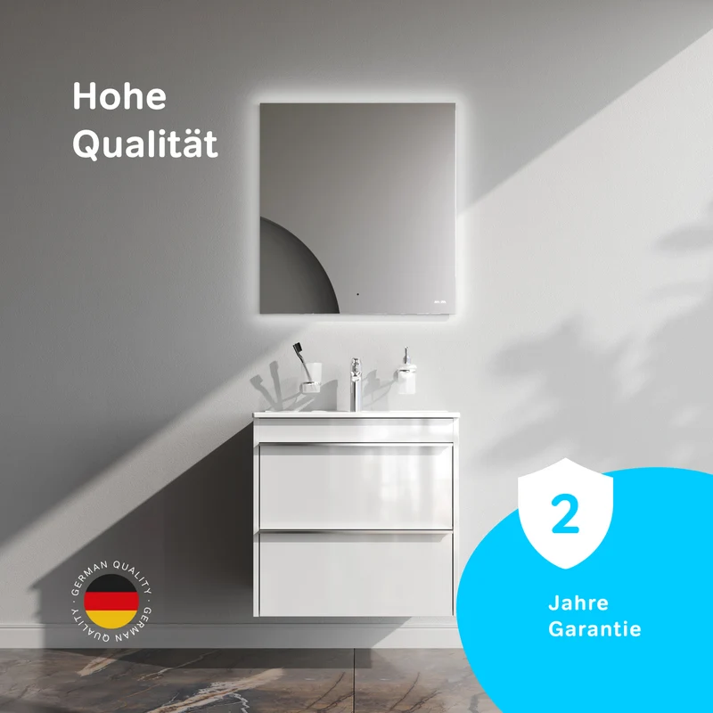 Waschtischunterschrank mit Waschbecken, 60 cm, als Flachpaket, 2 Schubladen – MTAX0602WG-C0602WG