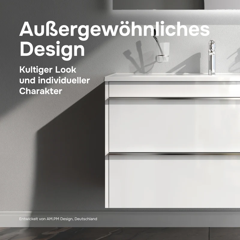 Waschtischunterschrank mit Waschbecken, 100 cm, als Flachpaket, 2 Schubladen – MTA-FHX1002WG-WCC1002