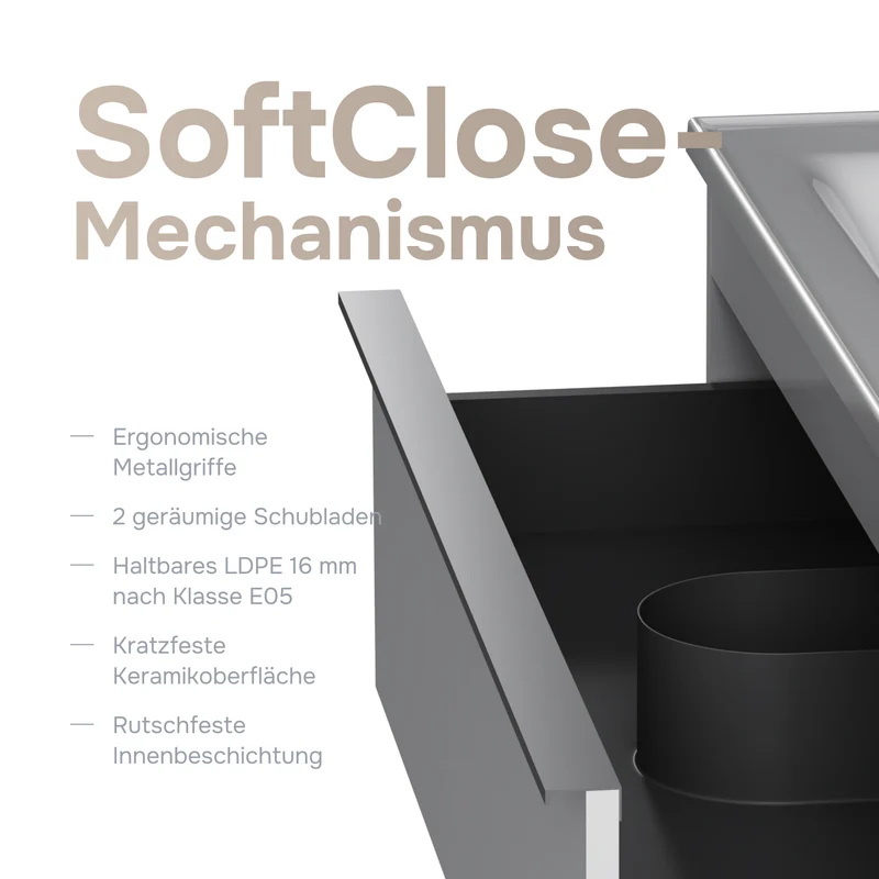 Waschtischunterschrank mit Waschbecken, 100 cm, als Flachpaket, 2 Schubladen – MTA-FHX1002WG-WCC1002