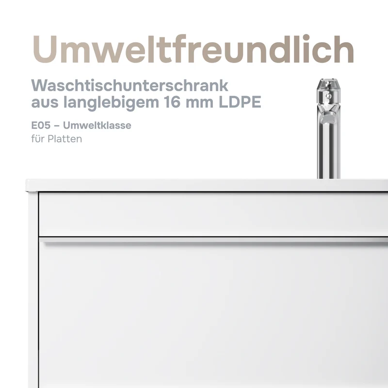 Waschtischunterschrank mit Waschbecken, 100 cm, als Flachpaket, 2 Schubladen – MTA-FHX1002WG-WCC1002