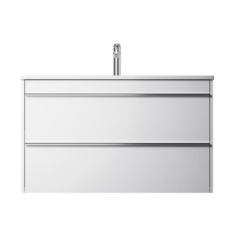 Waschtischunterschrank mit Waschbecken, 100 cm, als Flachpaket, 2 Schubladen – MTA-FHX1002WG-WCC1002