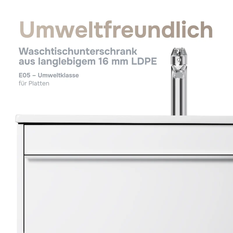 Waschtischunterschrank mit Waschbecken, 80 cm, als Flachpaket, 2 Schubladen – MTA-FHX0802WG-WCC0802