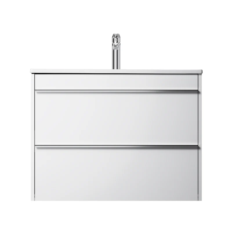 Waschtischunterschrank mit Waschbecken, 80 cm, als Flachpaket, 2 Schubladen – MTA-FHX0802WG-WCC0802