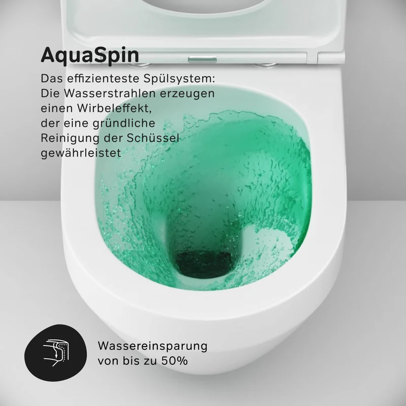 Wand-WC Spirit V2.0 AquaSpin spülrandlos mit WC-Sitz – CSB190P0SC