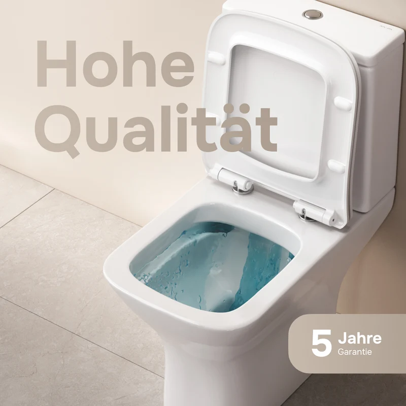 Stand-WC Gem mit waagerechtem Wandabgang (PK), spülrandlos mit Soft-Close-WC-Sitz – CGA8601PSC
