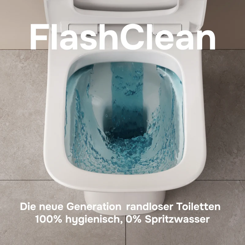 Stand-WC Gem mit waagerechtem Wandabgang (PK), spülrandlos mit Soft-Close-WC-Sitz – CGA8601PSC
