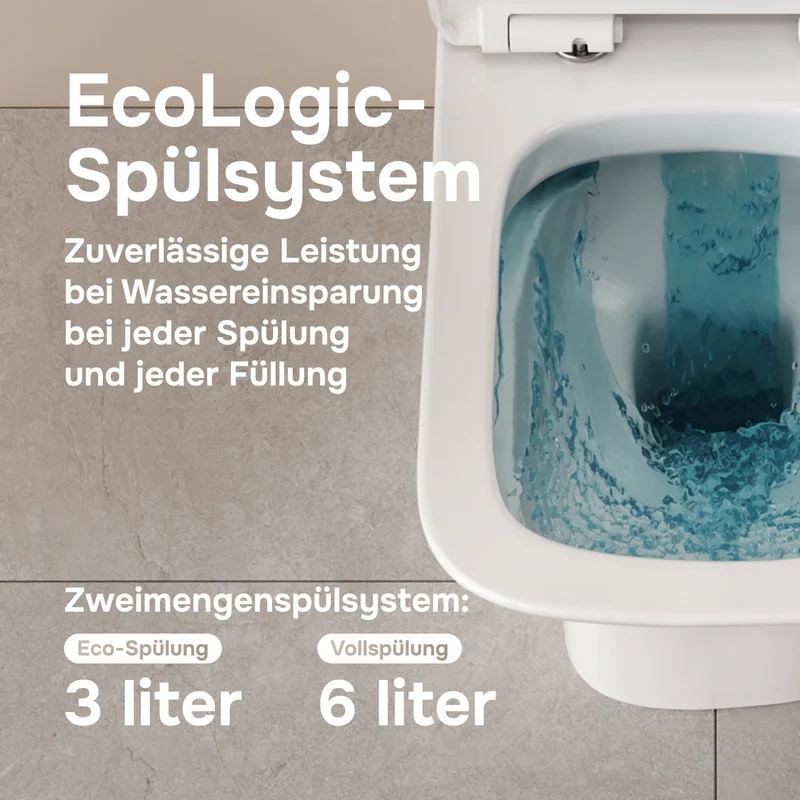 Stand-WC Gem mit waagerechtem Wandabgang (PK), spülrandlos mit Soft-Close-WC-Sitz – CGA8601PSC