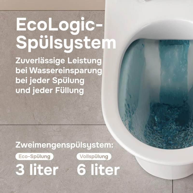 Stand-WC Flash mit waagerechtem Wandabgang (PK), spülrandlos mit Soft-Close-WC-Sitz – CNA8600PSC
