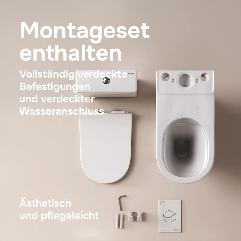 Stand-WC Flash mit waagerechtem Wandabgang (PK), spülrandlos mit Soft-Close-WC-Sitz – CNA8600PSC