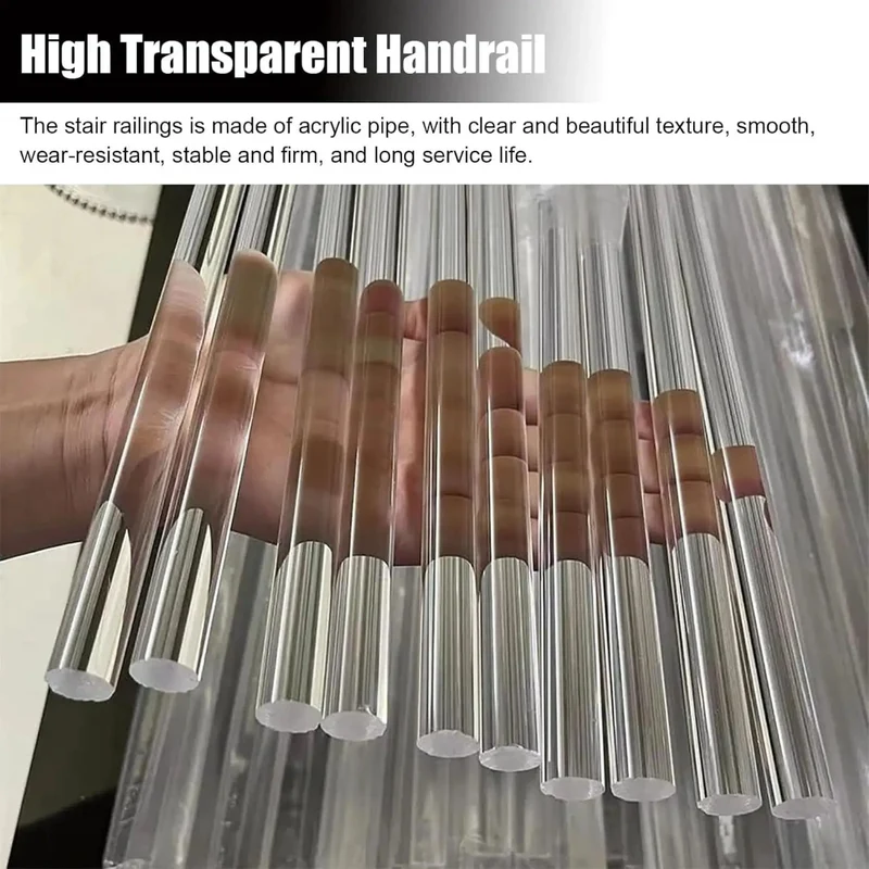 Custom Clear Acrylic Stair Handrail With Premium Gold Wall Brackets For Heavy Duty Indoor Exterior Support Featuring A Kickass Non Slip Grip And No Sweat Installation