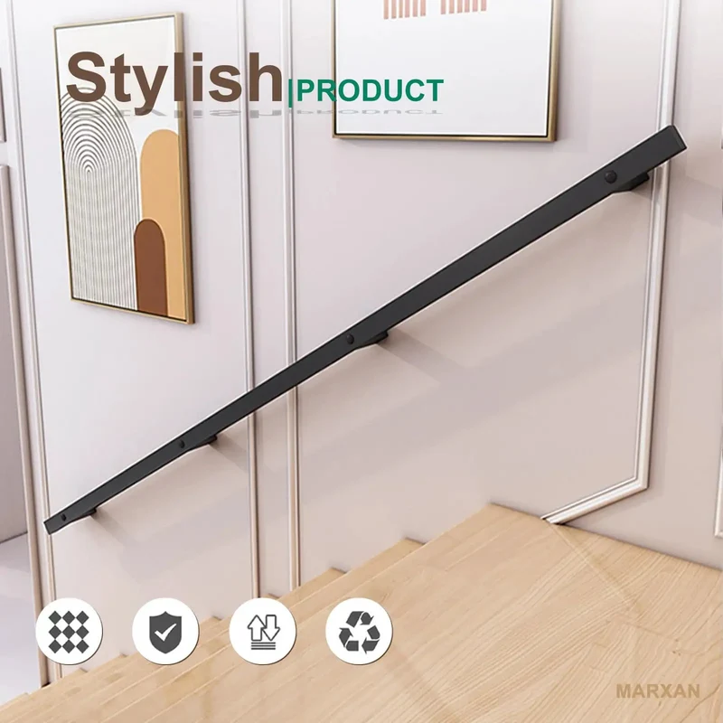 Heavy Duty Black Wrought Iron Stair Railing With Tough As Nails Build And Slick Non Slip Grip Adjustable From Thirty To Six Hundred Centimeters For Rock Solid Support And Badass Wall Decor