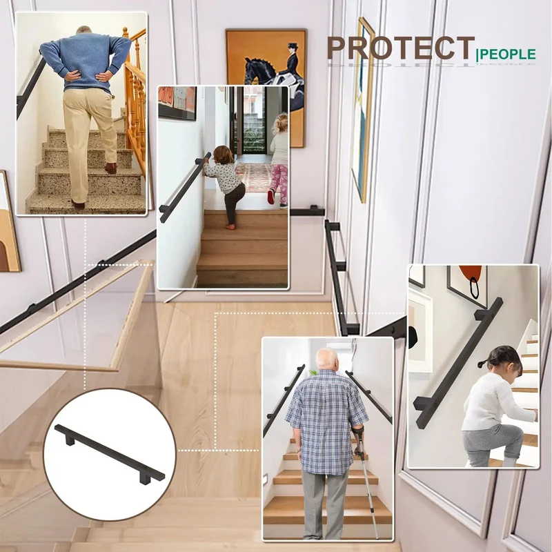 Rock Solid Black Wrought Iron Handrail For Stairs And Hallways With Hidden Mounting Screws Plus Durable Non Slip Grip And Decorative Support Railing That Adds Style To Any Home Space Without Hassle