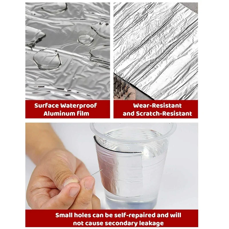 Rock Solid Asphalt Roof Shingles Repair Tape 2 Mm Thick Aluminum Foil Flashing Tape Heavy Duty Waterproof Leak Sealant For Pipe Window Door Roof Patch Boat Heat Insulating Impermeable Non Shrinking Super Strong Aging Resistant Seal 05x10M