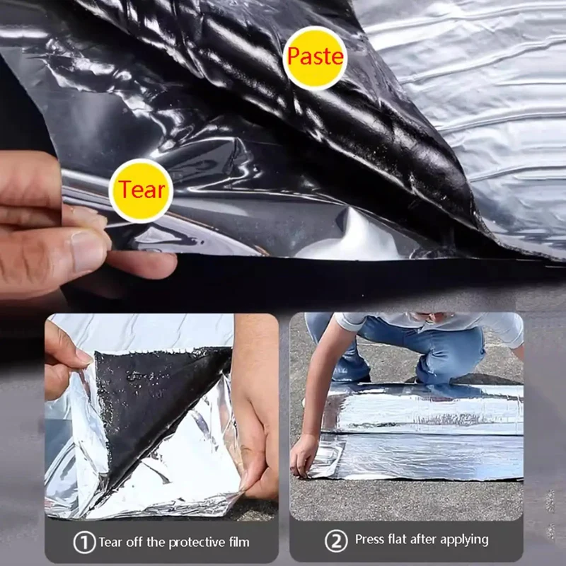 Built Tough 2mm Thick Butyl Roof Repair Tape Self Adhesive Aluminum Foil Waterproof Underlayment Roll For Shingle Gutter Window Exterior Sealant Fixing And All Weather Sun Shield Tape