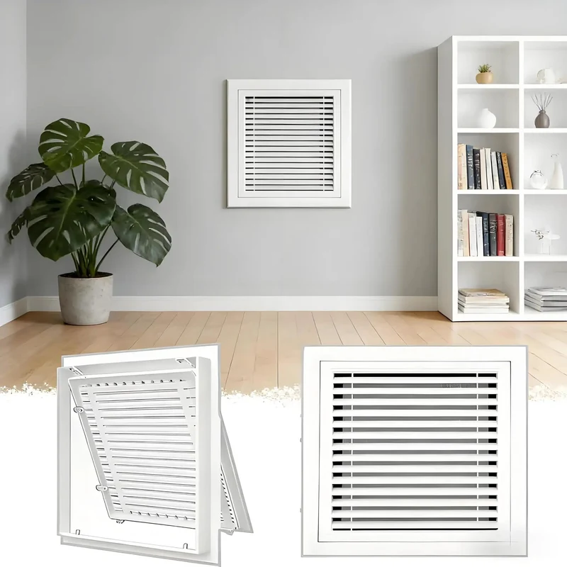 White 8x12 Drywall Access Panel With Slick Magnetic Snap And Integrated Filter Grooves For Attic Crawl Space Venting Featuring Rugged Construction And Zero Sweat Setup