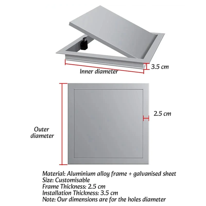 Heavy Duty Drywall Access Panel For Suspended Ceilings Slick Inspect Door Hatch Seamless Aluminum Steel Construction Rust Proof No Hassle Quick Install Light Gray