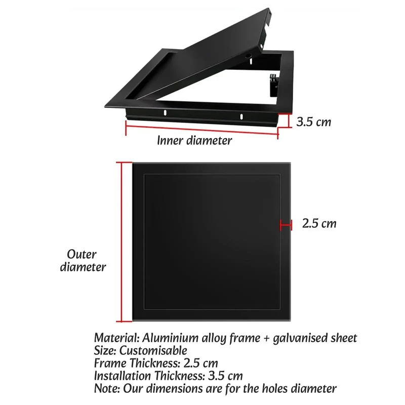 Heavy Duty Black Access Panel 200X300Mm For Drywall And Ceiling Hatches, Rugged Galvanized Steel Inspection Door With Dead Simple Install, Sturdy Reusable Suspended Ceiling Patch Cover