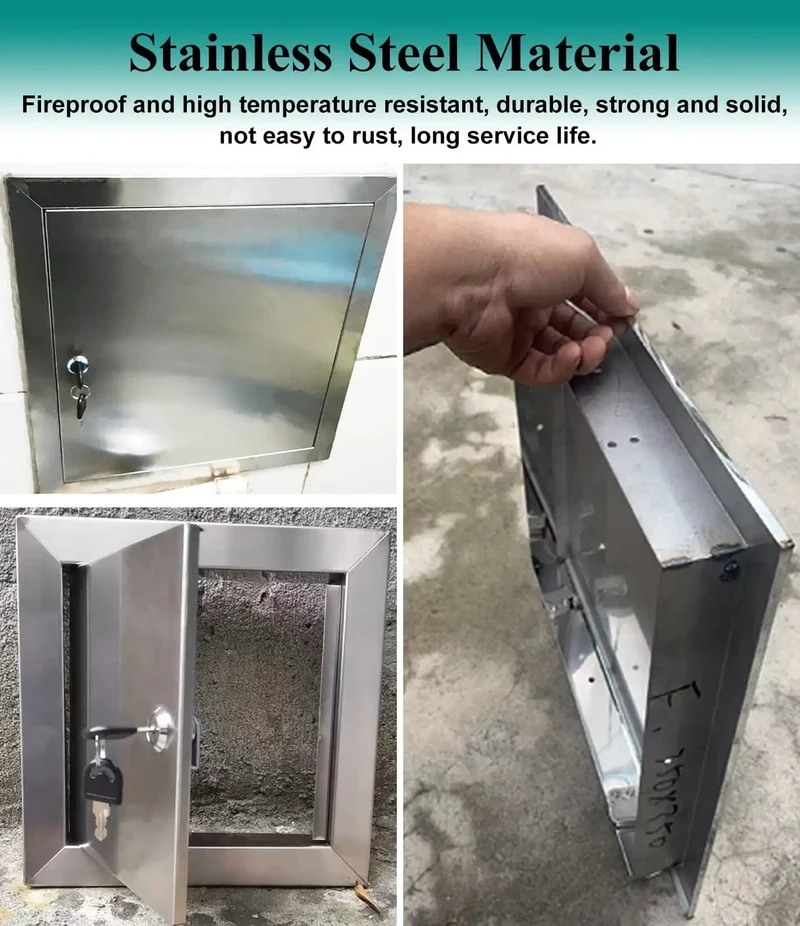 Rock Solid Lockable Waterproof Stainless Steel Ceiling Access Panel Attic Door Cover With Secure Latch For Easy Drywall Installation Hassle Free Upkeep Slick Finish 9X9 Inch