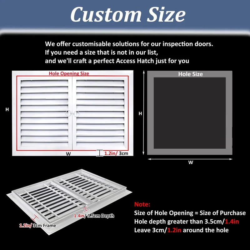 Super Heavy Duty Aluminum Louvered Access Panel Double Door Inspection Hatch For Ceilings Drywall Cabinets With Quick Snap Install And Made To Spec Sizing