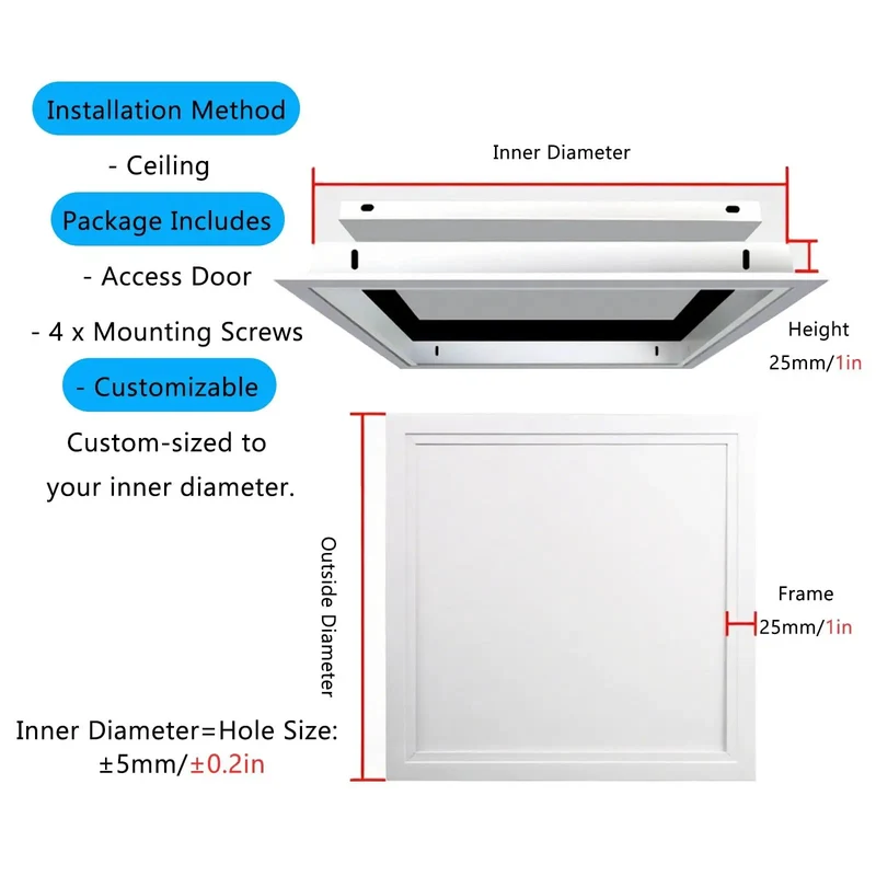 Heavy Duty White Aluminum Drywall Access Panel Removable Wall Hole Cover 8 By 8 Inch Custom Fit Lowkey Super Smooth Quick Swap Install Tough As Nails Paint Finish For Walls And Ceilings